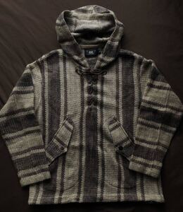 【名作】極美品 RRL STRIPED KNIT HOODIE ダブルアールエル ストライプ ニット ネイティブ ラグ ブランケット パーカー ジャケット S