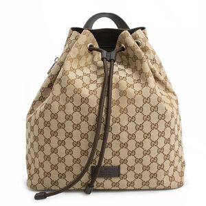 （未使用保管品）グッチ GUCCI バックパック ドローストリング リュック デイパック バックパック GGキャンバス レザー ベージュ 449175