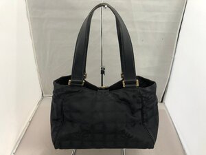 【CHANEL】シャネル　ニュートラベルライン　トートバッグ　ブラック　ロゴ柄　ナイロン×レザー　SY02-G53