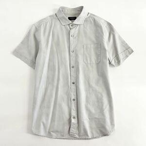 Ff6《美品》EPOCA UOMO エポカウォモ 半袖シャツ コットンシャツ 同色刺繍 50 Lサイズ オフオフ兼用◯ グレー メンズ 紳士服