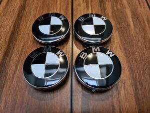 BMW センターキャップ 68mm ブラック ホワイト 防止フィルム付き 4個セット 新品未使用 送料無料