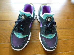 即決・送料込★NIKE ナイキ★ ローカットスニーカー HUARACHE FREE RUN ハラチフリーラン 510801-036★黒ｘ緑ｘ紫 US9.5(27.5cm) 