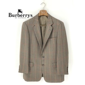 A9992/ビンテージ 80s 総裏 BURBERRY バーバリー ウール チェック テーラード シングル2Bジャケット 175 A6 L 茶 メンズ スーツ用 ビジネス