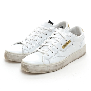 □445829 adidas Originals アディダス オリジナルス ○スニーカー スリーク Sleek W FV3395 サイズ23.5cm エナメル レディース ホワイト