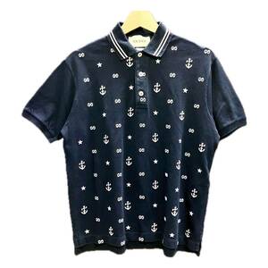 GUCCI グッチ SYMBOLS EMBROIDERED POLO 604157 XJB0T ポロシャツ ネイビー サイズS メンズ