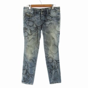 ディーゼル DIESEL CUDDY スキニーデニム ジーンズ パンツ USED加工 W27 L32 SS 水色 ライトブルー /EE ■BM レディース