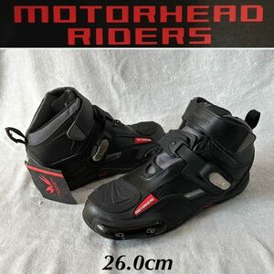 MOTORHEAD WPプロテクトライディングシューズ 26.0cm モーターヘッド 紐なしバックル 防水 トゥスライダー シフトパッド 新品 A510123-11