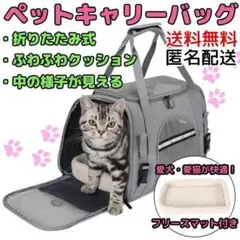 ペット　キャリーバッグ　グレー　折りたたみ　猫　犬　肩掛け　B06