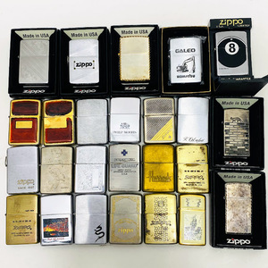 1円～ Zippo ジッポー 25点セット リューター ソリッドブラス ゴールデントータス 他 オイルライター まとめ ジャンク 未使用 箱付きあり