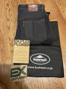 美品【W36】クシタニ エクスプローラー EX ジーンズ　EXPLORER JEANS 濃紺 ブルー ボタンフライ バイク レザー 34 35 KUSHITANI