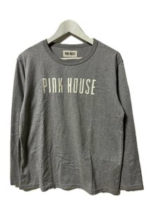 ピンクハウス PINK HOUSE ロゴプリント 長袖 カットソー L グレー ロングスリーブ Tシャツ ロンT トップス レディース