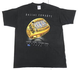 ◆ 90S OLD PRO PLAYER DALLAS COWBOYS SUPER BOWL CHAMPIONS 1995年 USA製 チャンピオン リング 指輪 プリント 半袖 Tシャツ XLサイズ