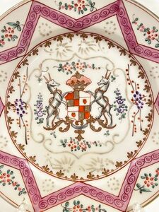 リモージュ 紋章皿 アンティーク フランス 19世紀 Limoges プレート 二角獣 貴族