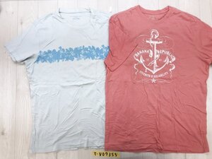 BANANA REPUBLIC バナナリパブリック メンズ ロゴプリント 半袖Tシャツ 2点セット まとめ売り L 水色・コーラルピンク