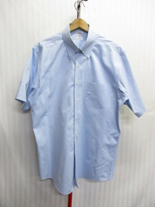 ブルックスブラザーズ　NON-IRON SLIM FIT　半袖ボタンダウンシャツ　メンズ16 ブルーシャツ ドレスシャツ 半袖シャツ ビジネスシャツ04302
