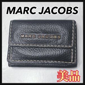 ☆美品☆ MARC JACOBS マークジェイコブス 三つ折り財布 折り財布 財布 ミニウォレット ブラック レザー コンパクトレディース 送料無料