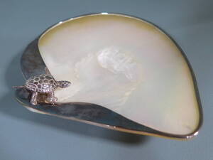 Lotus Arts de Vivre購入品？ 銀と貝のトレイ 亀 TURTLE★シルバー Silver 925 工芸 工芸品 工藝 置物 インテリア オブジェ 自在