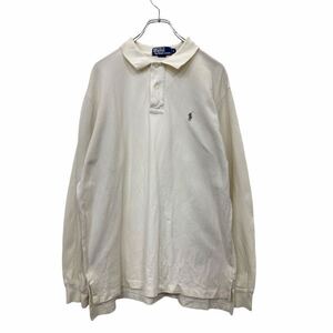 Polo Ralph Lauren 長袖 ポロシャツ Lサイズ ポロラルフローレン ハーフボタン ホワイト 古着卸 アメリカ仕入 t2409-3138