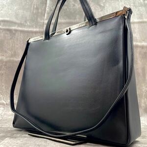 【A4◎極美品】サルヴァトーレフェラガモ Salvatore Ferragamo 2way ショルダー ハンド バッグ ガンチーニ 金具 レザー 本革 ブラック 黒色