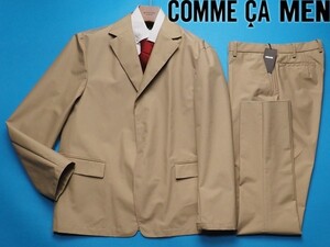 新品サンプル定価8.5万円 COMME CA MEN コムサメン 22A/W新作 防水・透湿 ニューナイロン セットアップ スーツMベージュ(15) 15JA10-②