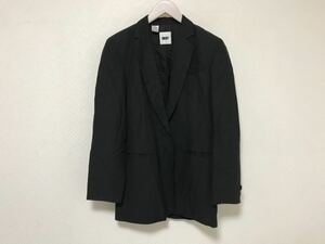 本物ダナキャランDKNYレーヨンリネン麻テーラードジャケットスーツビジネス黒ブラック6Mレディース黒ブラック
