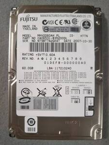 60GB FUJITSU MHV2060AH 5400回転 ATA100 2.5インチ 9.5mm IDE ①