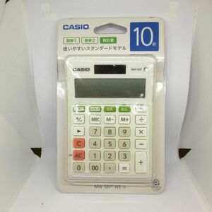 新品 未使用 スタンダード 電卓 CASIO カシオ MW-100T-WE-N ホワイト W税率設定・税計算 ミニジャストタイプ 10桁 計算機 簿記/B25 510-2
