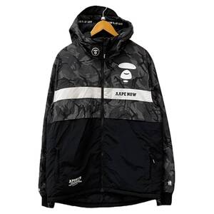 A BATHING APE (アベイシングエイプ) カモフラフーデットジャケット ジップアップ 中綿 AAPJKM7314XXD XXL グレー ブラック メンズ/065