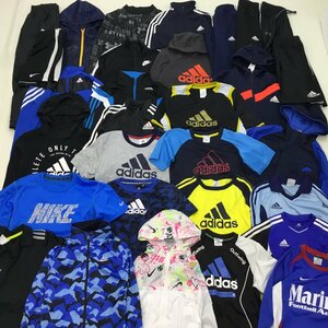 ■キッズ スポーツ 30点まとめ売り adidas+NIKE ジャンパー ジャージ Tシャツ カットソー ボトムス サッカー 男の子 サイズMIX /6.42kg■