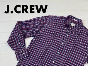 ☆送料無料☆ J.CREW ジェイクルー USA直輸入 古着 長袖 チェック ボタンダウン シャツ メンズ M レッド トップス 中古 即決