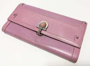 ■フェラガモ 長財布 かぶせ蓋 レザー オールドオーキッド Salvatore Ferragamo■