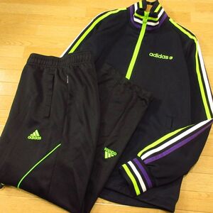 ◎使用少なめ！M 上下セット！adidas アディダス◆ジャージ ジャケット&パンツ 裾丈短め！◆メンズ 黒◆BA0946