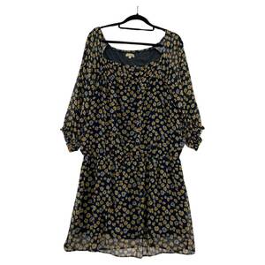 ゆうパケットOK HusHusH ハッシュアッシュ 花柄 ワンピース size3/ネイビー