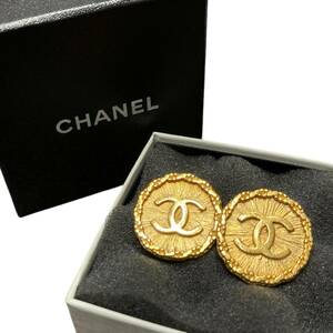 1円 CHANEL シャネル 93A サークルココ ピアス ゴールドカラー ヴィンテージ