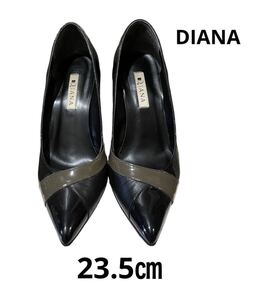 ダイアナ DIANA パンプス ブラック　ポインテッドトゥ ハイヒール　23.5㎝ シンプル　定番　靴　黒　レディース　中古