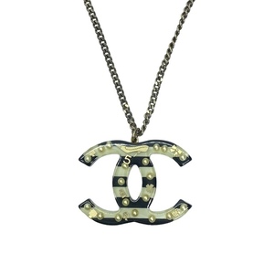 CHANEL シャネル ネックレス ペンダント アクセサリー ジュエリー ココマーク プラスティック メッキ ブラック系 06A