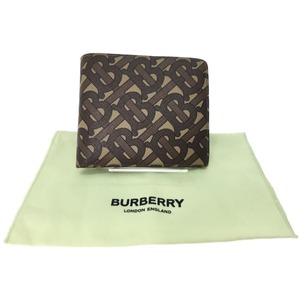 ▼▼ BURBERRY バーバリー メンズ 二つ折り財布 MONOGRAM E-CANVAS 8022913 茶ｘ薄茶 やや傷や汚れあり