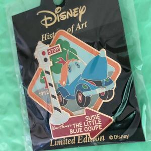 【未使用】●disney history of Art 青い自動車　ピンバッジ　ブルークーペ　ディズニー　ピンズ　マリモクラフト ラッキー　ミッキー