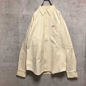 used TOMMY トミー バックプリント ストライプ ボタンダウンシャツ 長袖シャツ ボタンダウン 一点物 古着