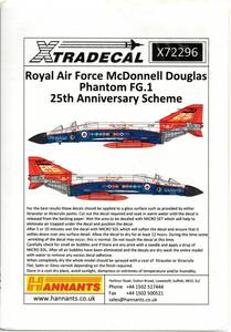 1/72　エクストラデカール　Xtradecal X72296　Royal Air Force McDonnell Douglas Phantom FG.1 25th Anniversary Scheme