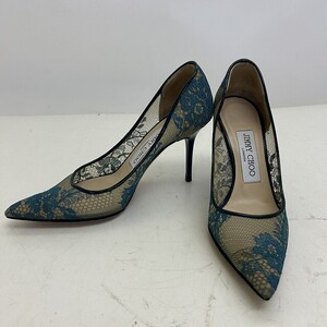 S313-N29-4672 JIMMY CHOO ジミーチュウ 34 ヒール パンプス グリーン系 現状品3