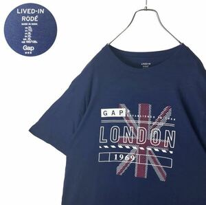 希少デザイン古着！GAPユニオンジャック LONDONでかロゴプリントTシャツXL