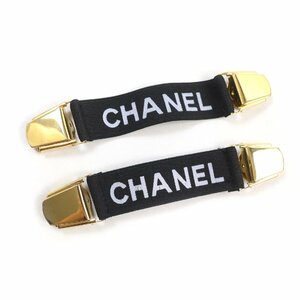 美品★CHANEL シャネル ヴィンテージ ロゴデザイン アームバンド ファッション小物 ブラック ゴールド イタリア製 レディース