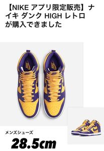 新品未使用★NIKEアプリ限定販売当選品★28.5cm US10.5★NIKE DUNK HIGH LAKERS★ナイキ ダンク ハイ レイカーズ★DD1399-500★KOBE JORDAN