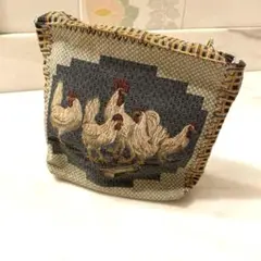 IOSIS にわとり刺繍入ポーチ フランス製　ポーチ