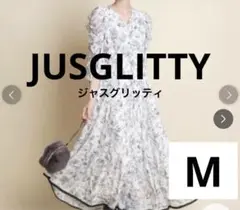 【JUSGLITTY】ジャスグリッティ長袖ロングワンピース　ボタニカル柄Mサイズ