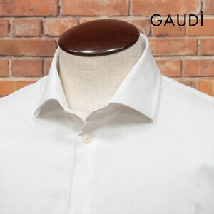 GAUDI/Lサイズ/きれいめ シャツ ドビー織り ストレッチ カッタウェイ エレガント 上品 ドレッシー 長袖 新品/白/ホワイト/ja190/