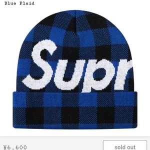 supreme 20AW big logo beanie blue check