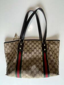 GUCCI ハンドバッグ バッグブラウン グッチ GGキャンバス レザー トートバッグ ブランドバッグシェリーライン キャンバス 