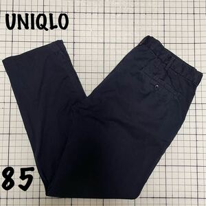 ユニクロ【UNIQLO】スリムフィットノータックチノ チノパン スラックス ウエスト85cm/股下78cm ネイビー/紺324-075305 ゴルフ 